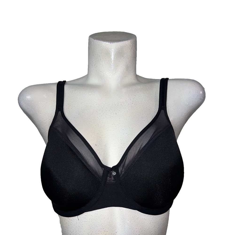 Bali One Smooth U Ultra Light Black Underwire Bra Mesh Trim 3439 Size 34DD